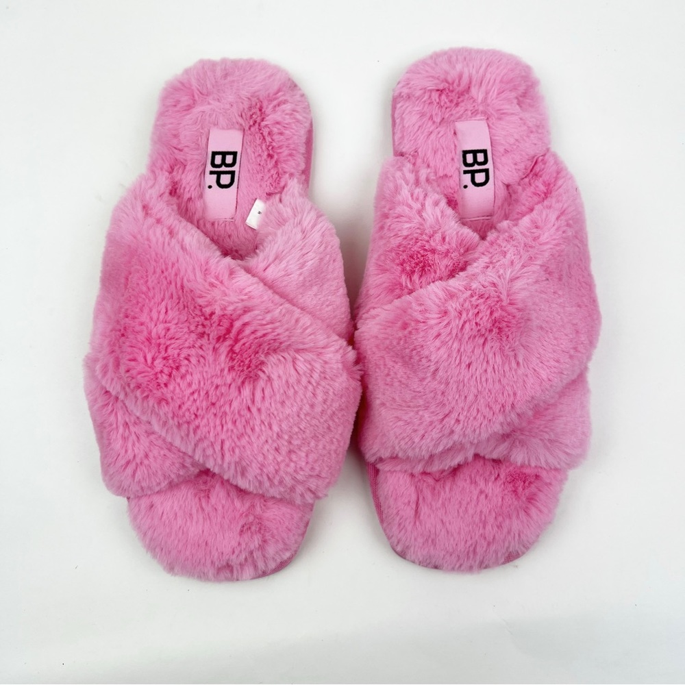 BP pink furry slipper